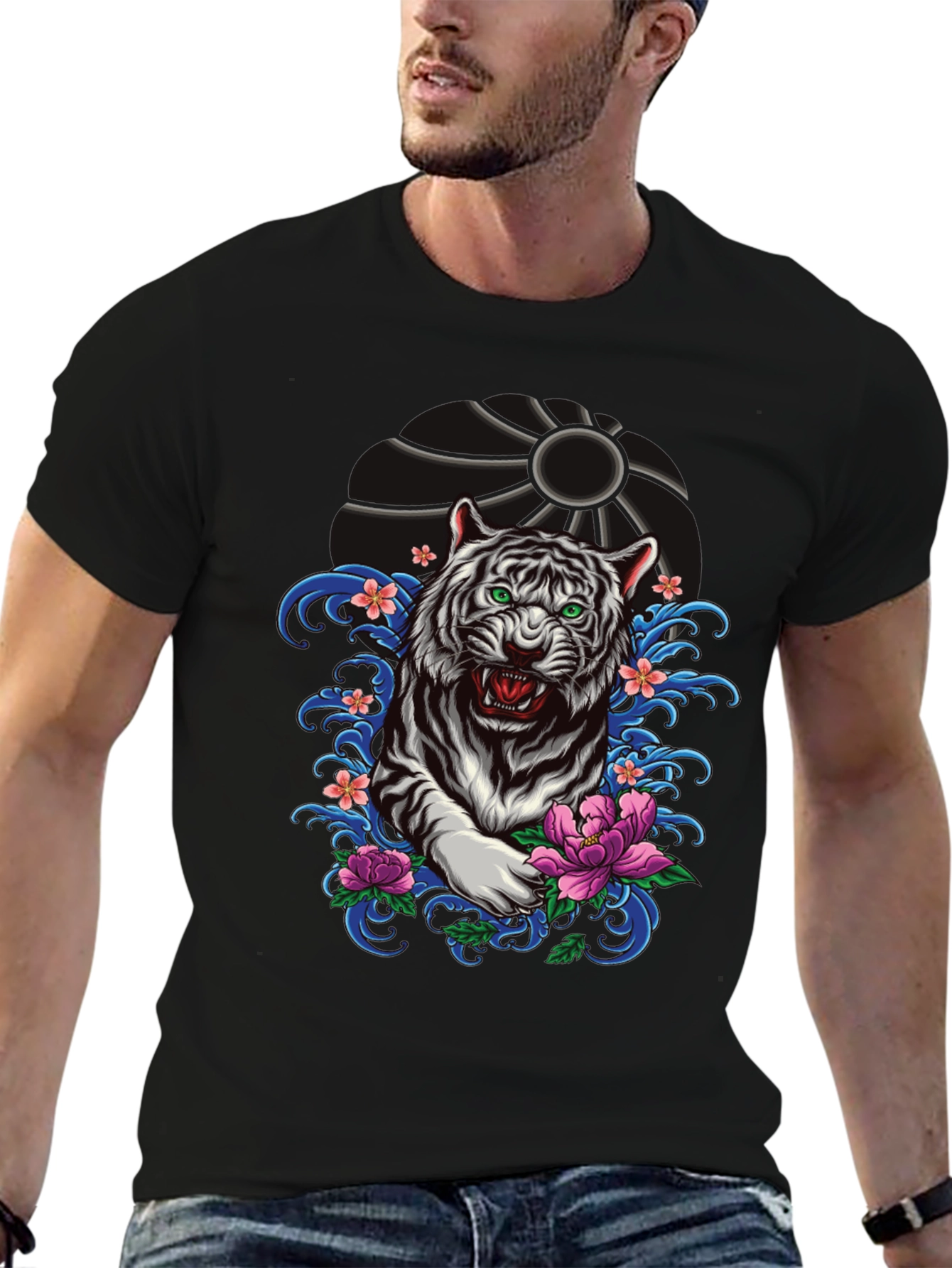 Tiger Graphic Tee - Black Short Sleeve Shirt