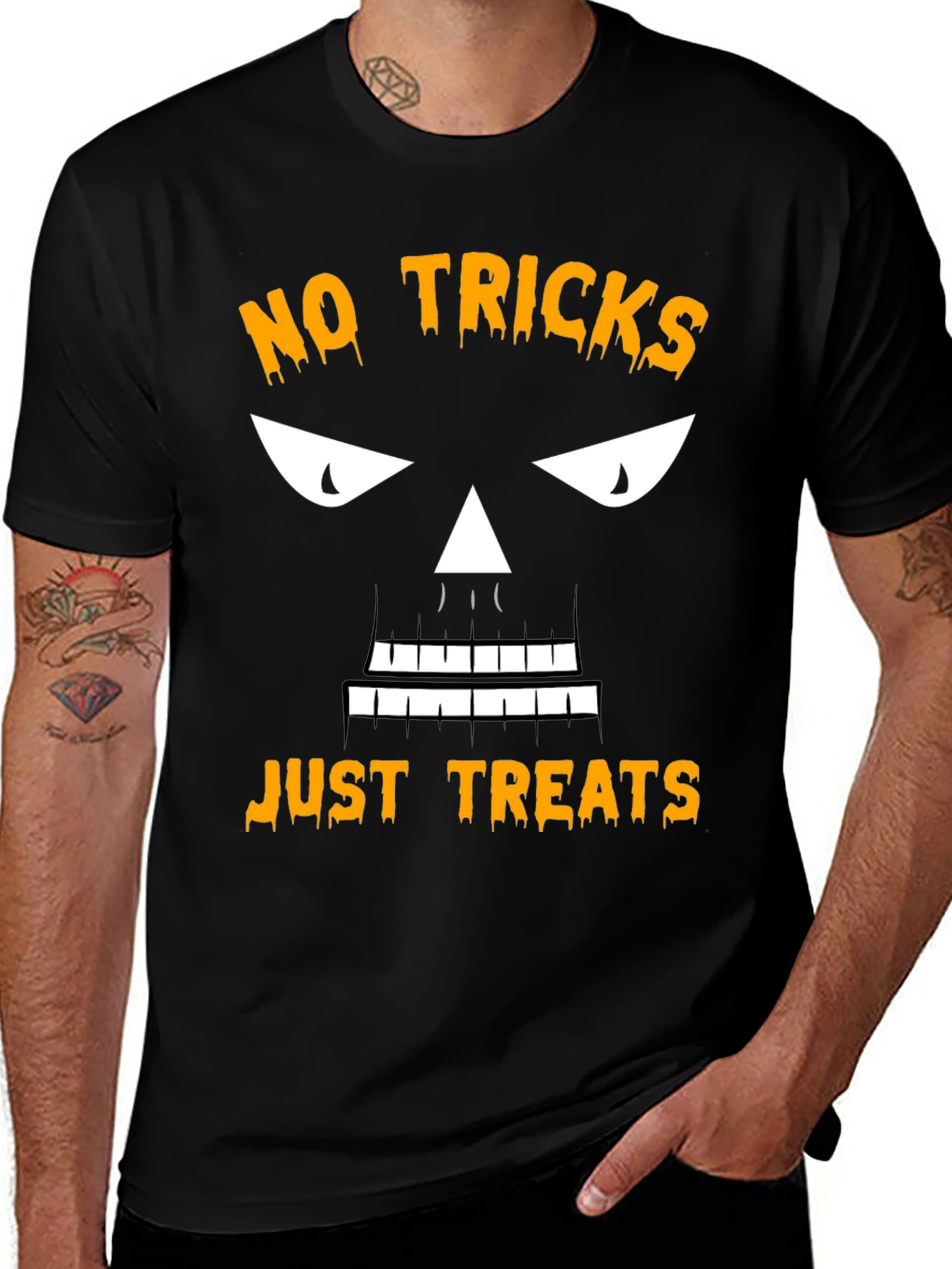 Halloween No Tricks Just Treats Black T-Shirt