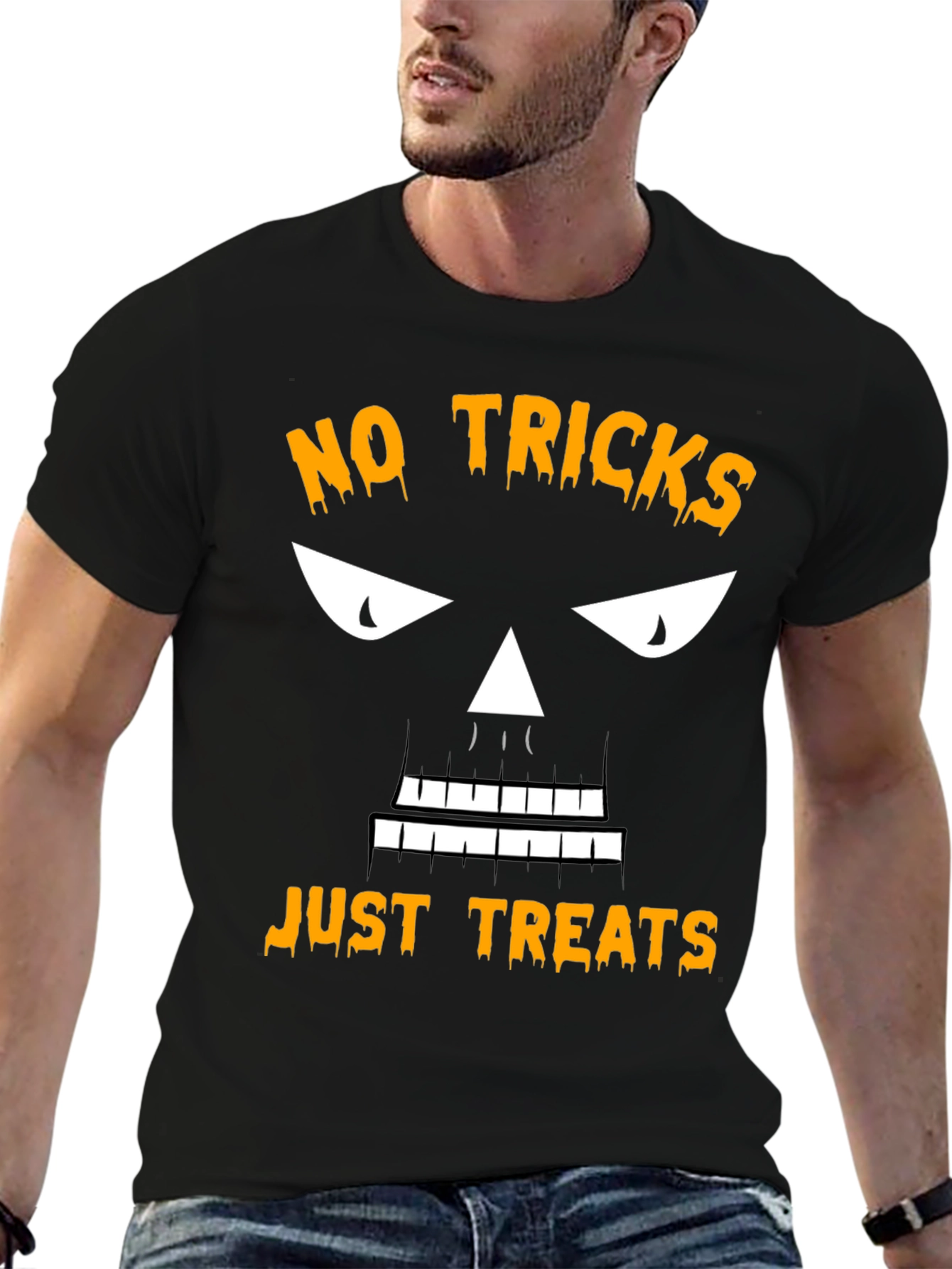 Halloween No Tricks Just Treats Black T-Shirt