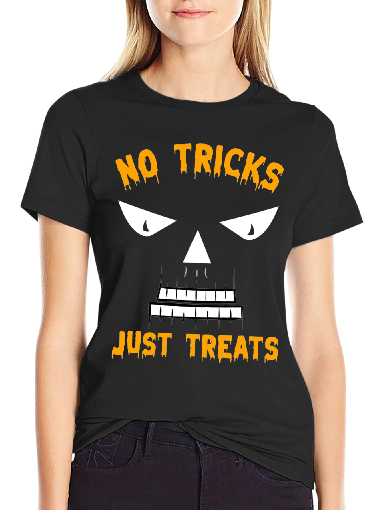 Halloween No Tricks Just Treats Black T-Shirt