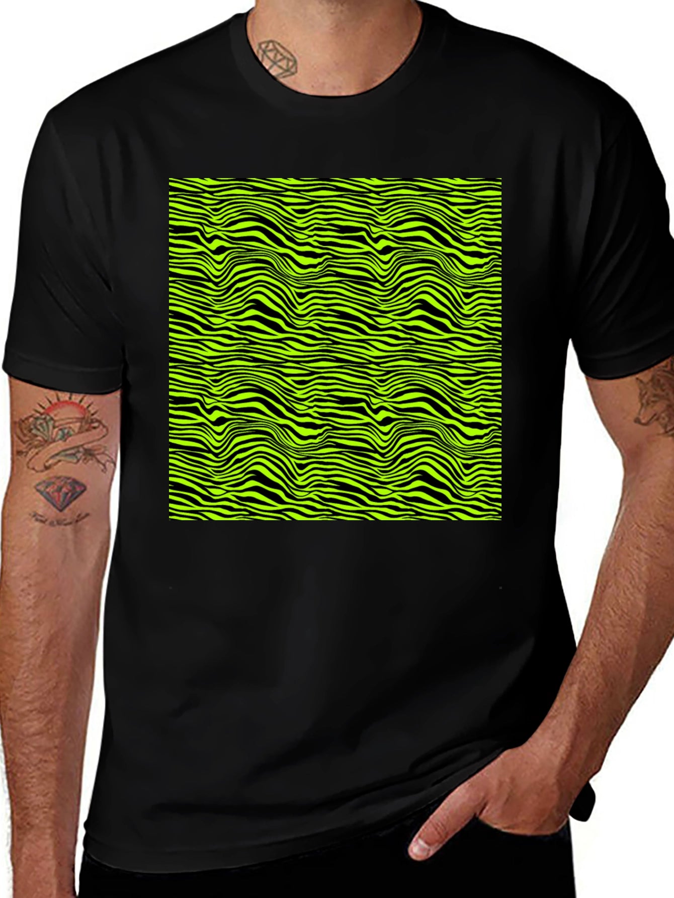 Abstract Zebra Stripe Graphic Print Mens T-Shirt