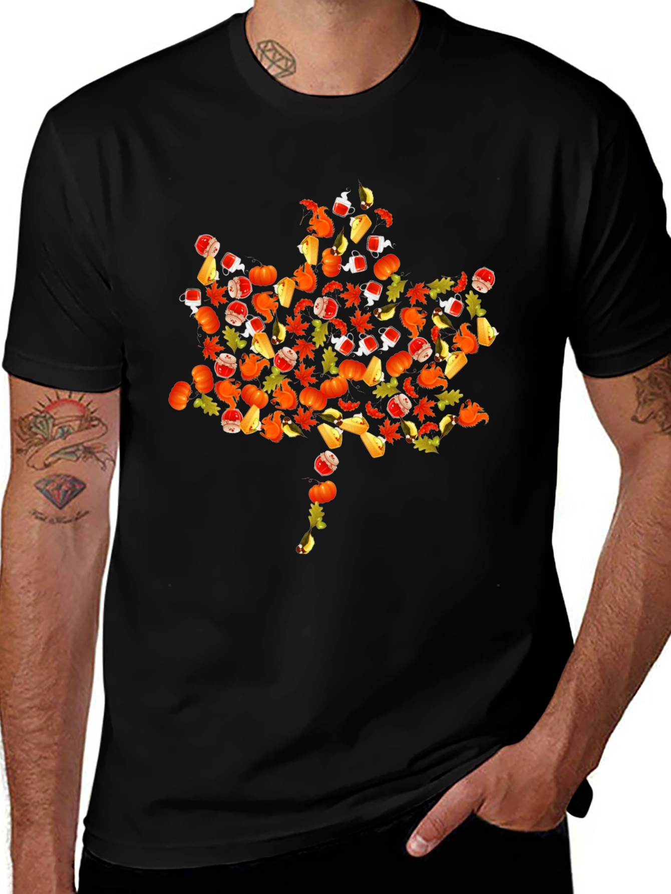 Fall Harvest Graphic Tee - Maple Leaf Design