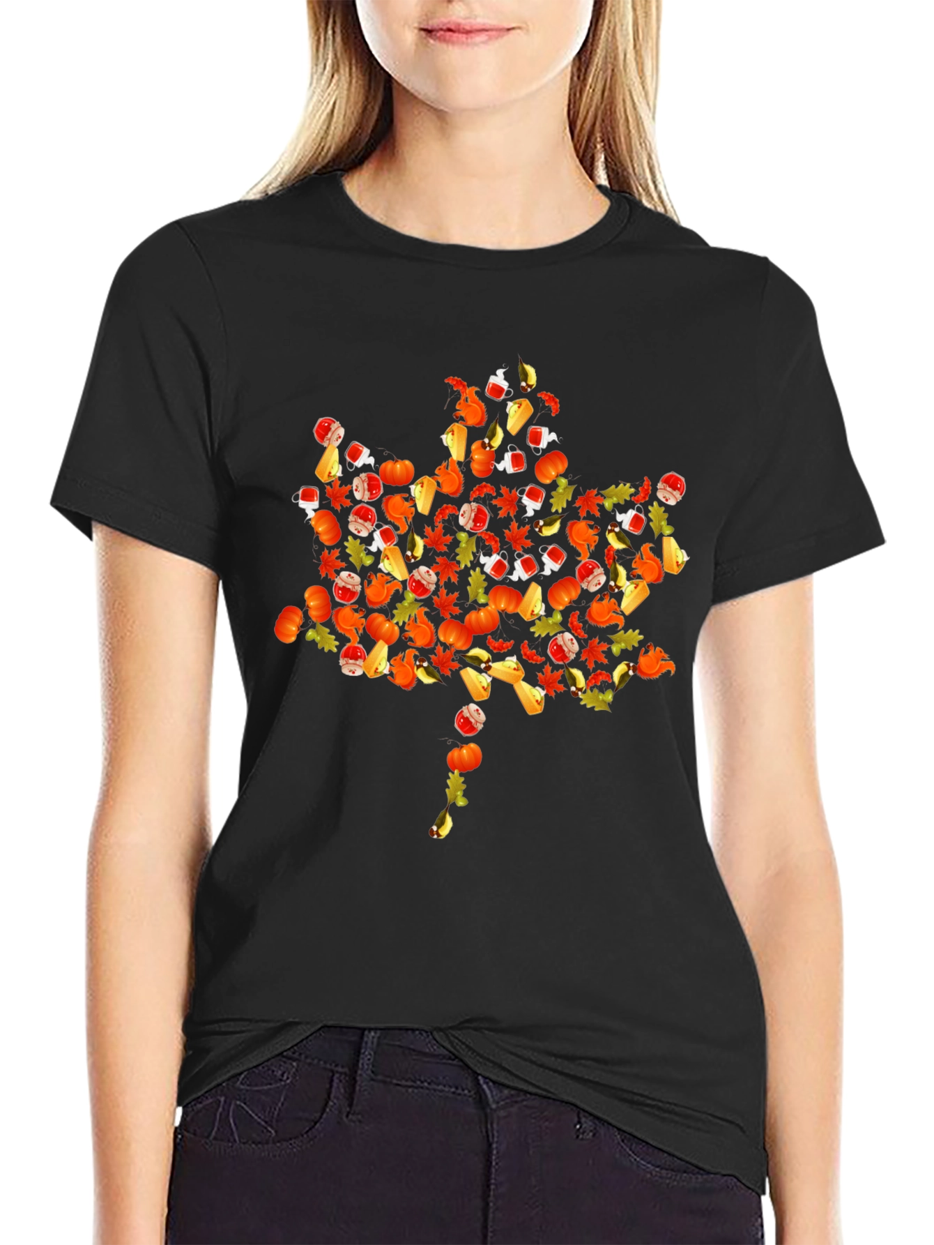 Fall Harvest Graphic Tee - Maple Leaf Design