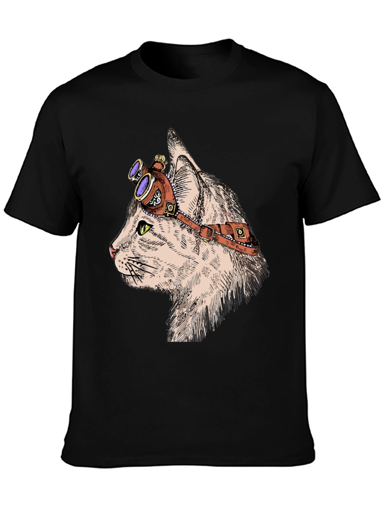 Steampunk Cat T-Shirt: Cool Feline with Goggles
