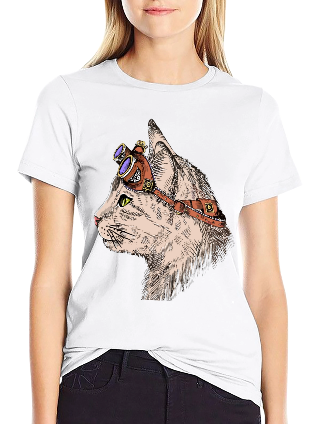 Steampunk Cat T-Shirt: Cool Feline with Goggles