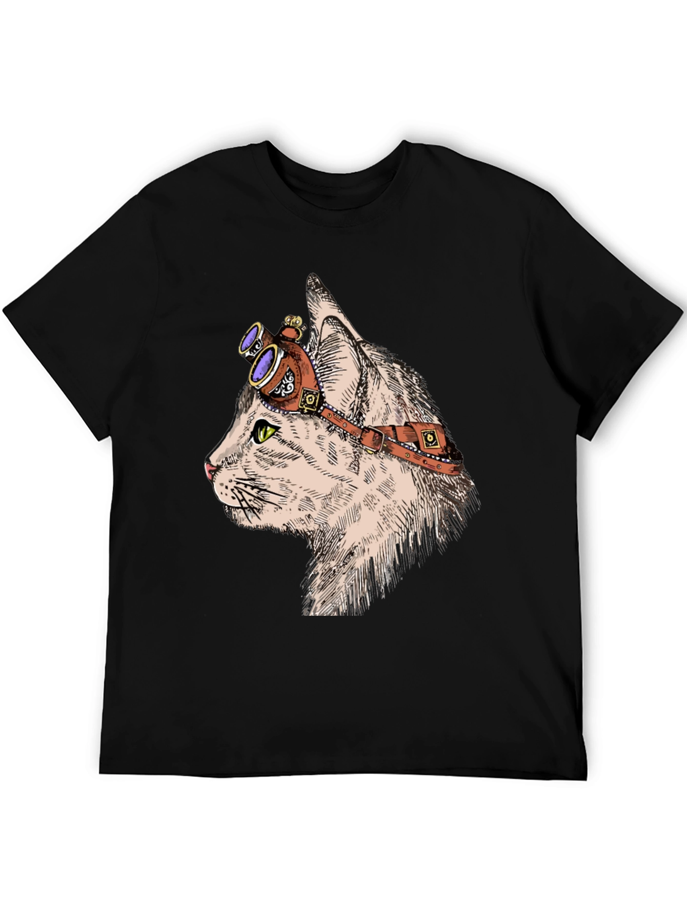 Steampunk Cat T-Shirt: Cool Feline with Goggles