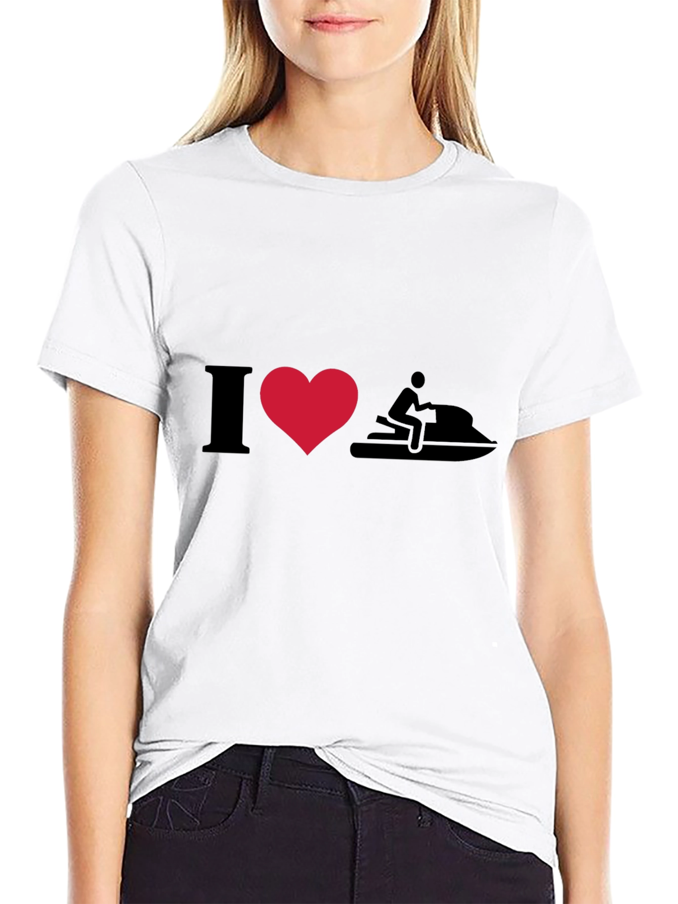 I Heart Jet Skiing T-Shirt - Black Cotton Tee