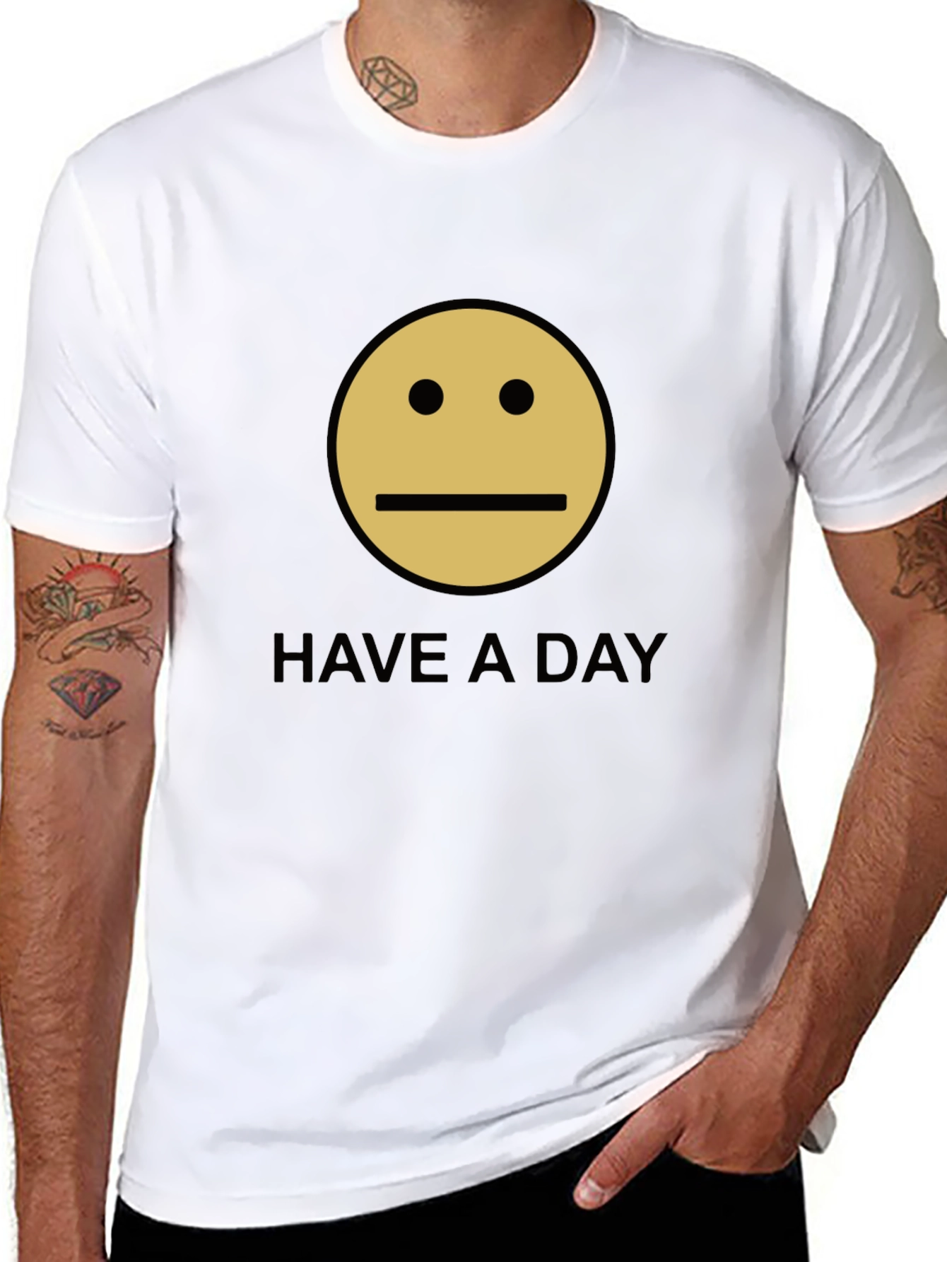 Have A Day Smiley Face Graphic Tee - Black