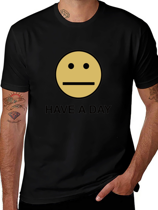 Have A Day Smiley Face Graphic Tee - Black
