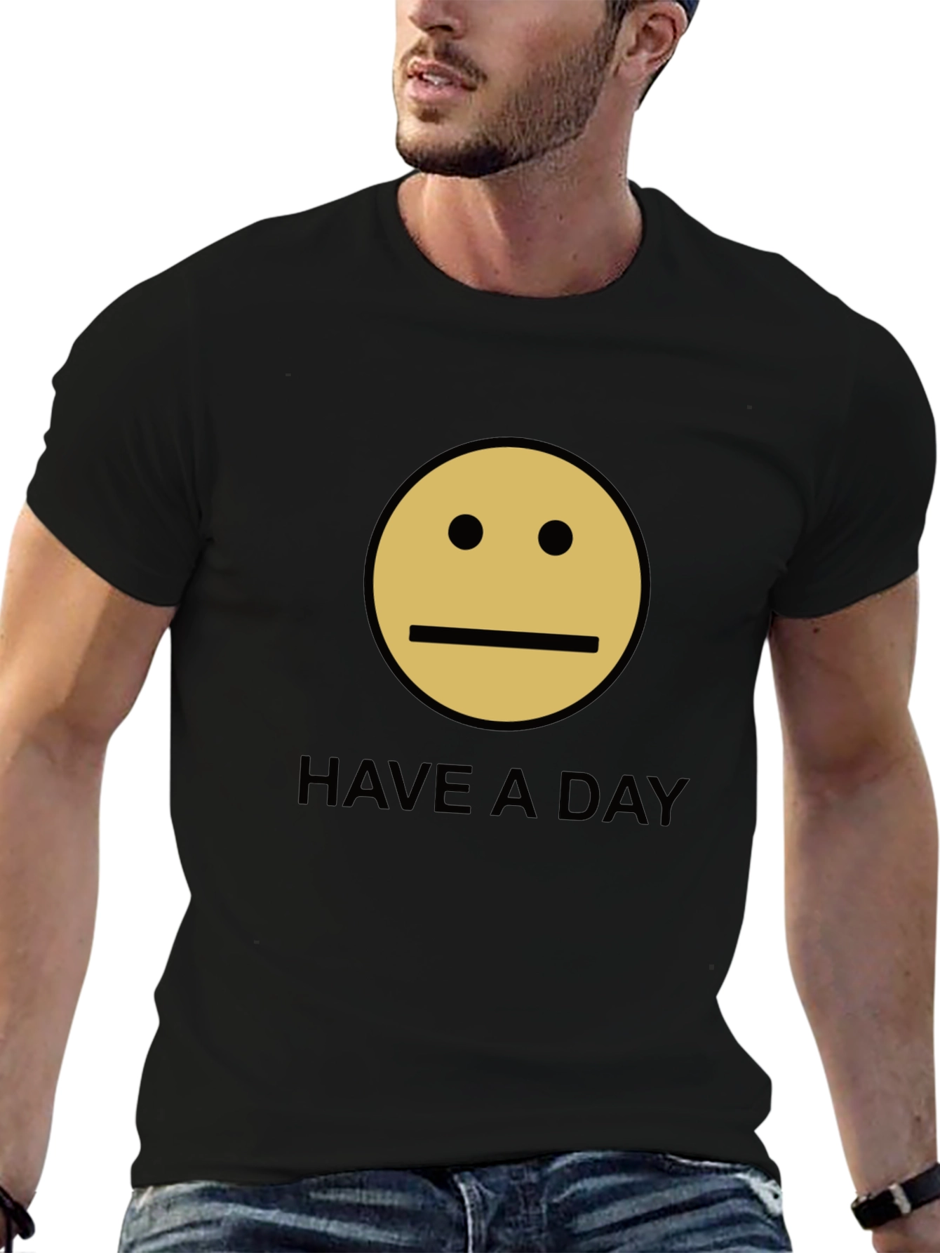 Have A Day Smiley Face Graphic Tee - Black