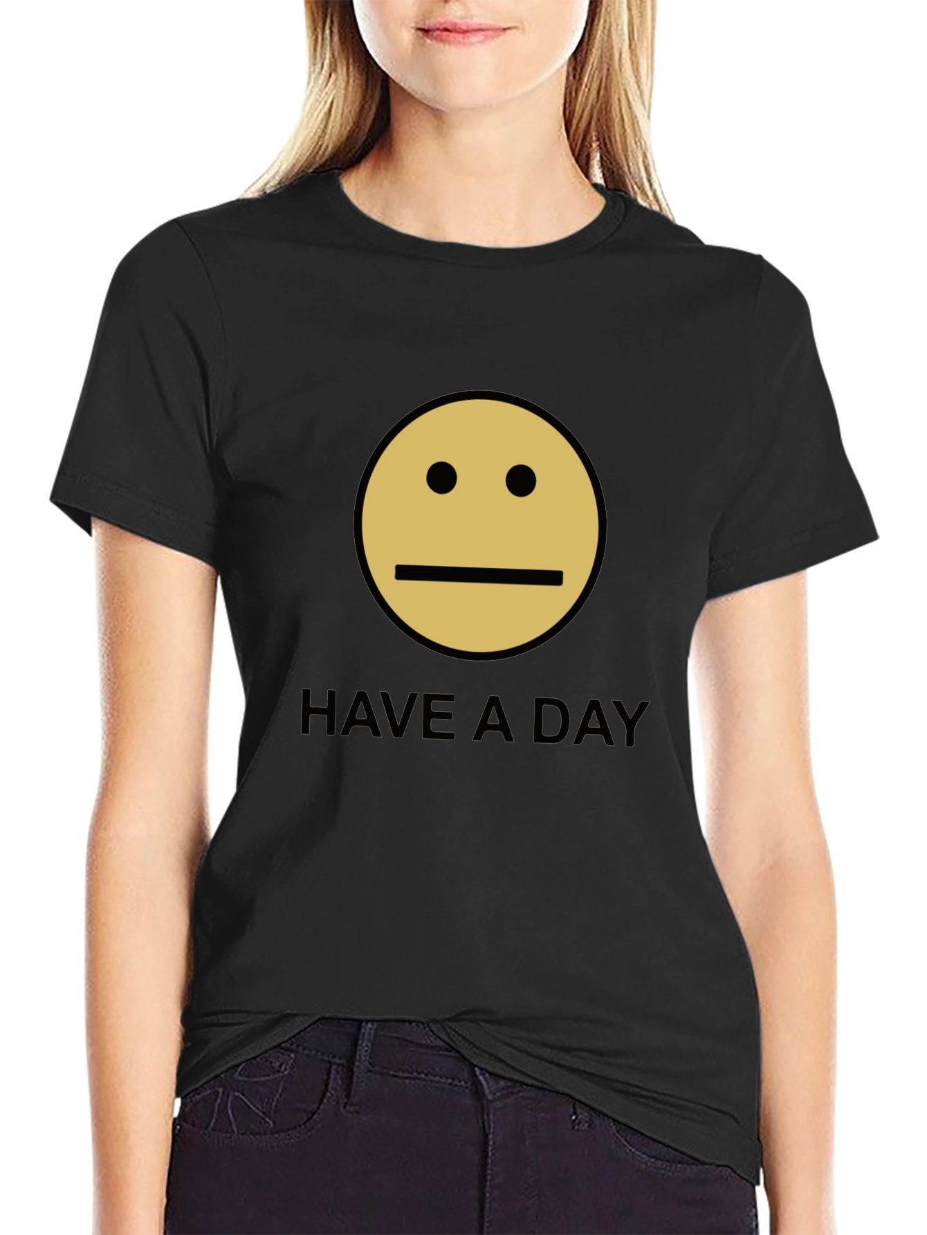 Have A Day Smiley Face Graphic Tee - Black