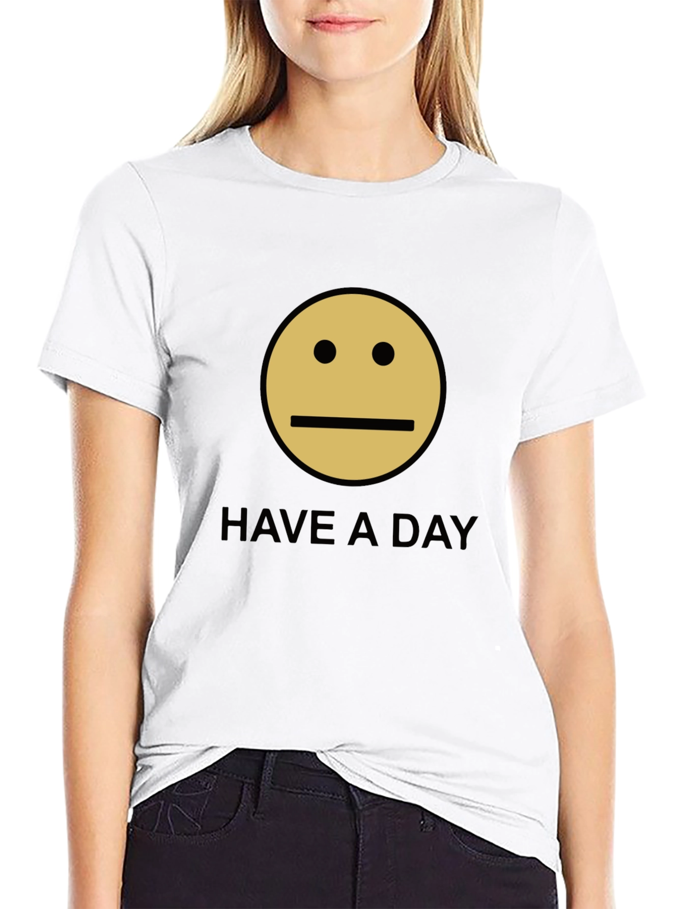 Have A Day Smiley Face Graphic Tee - Black