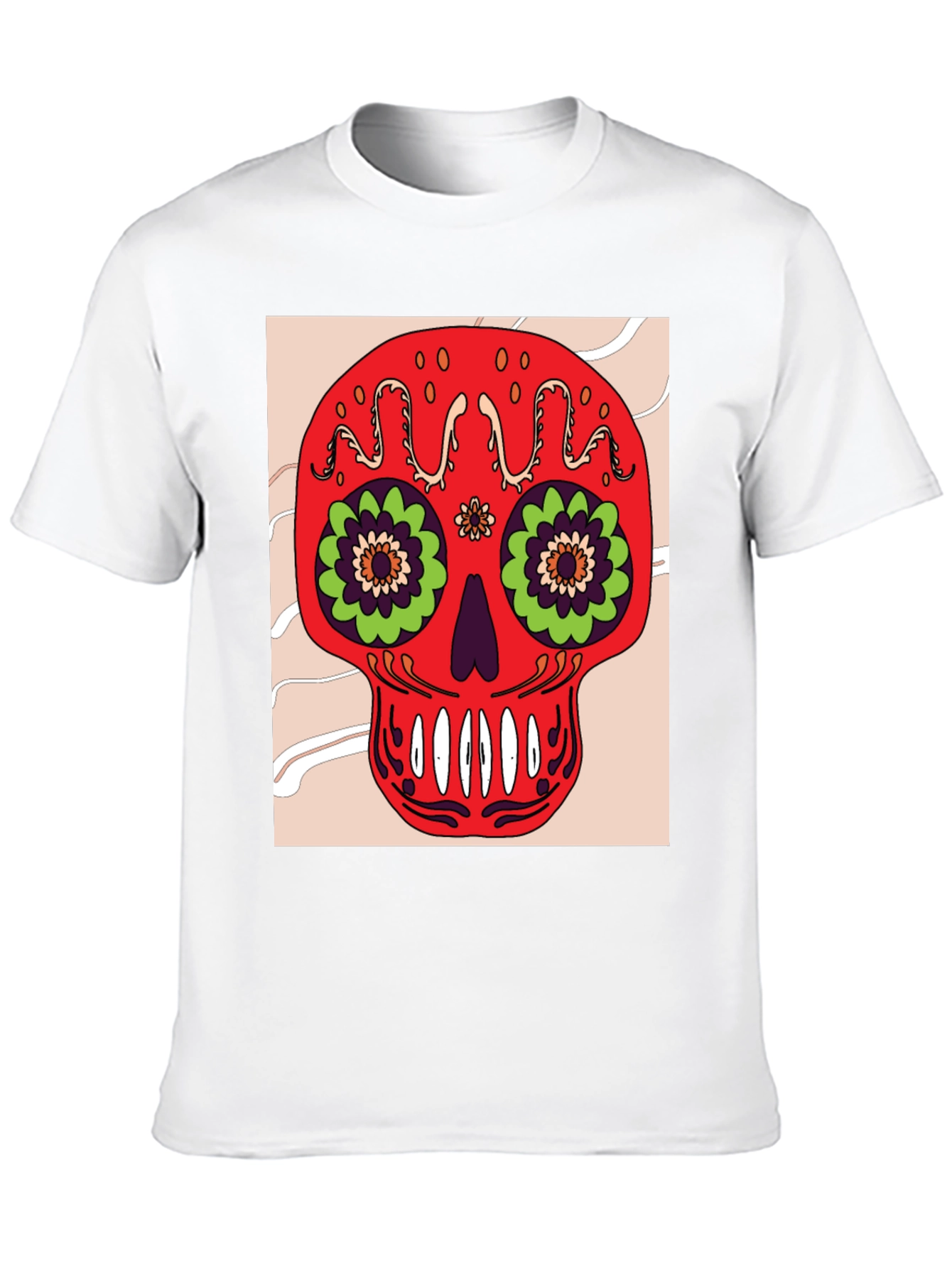 Sugar Skull Graphic Tee - Mens Black Cotton T-Shirt