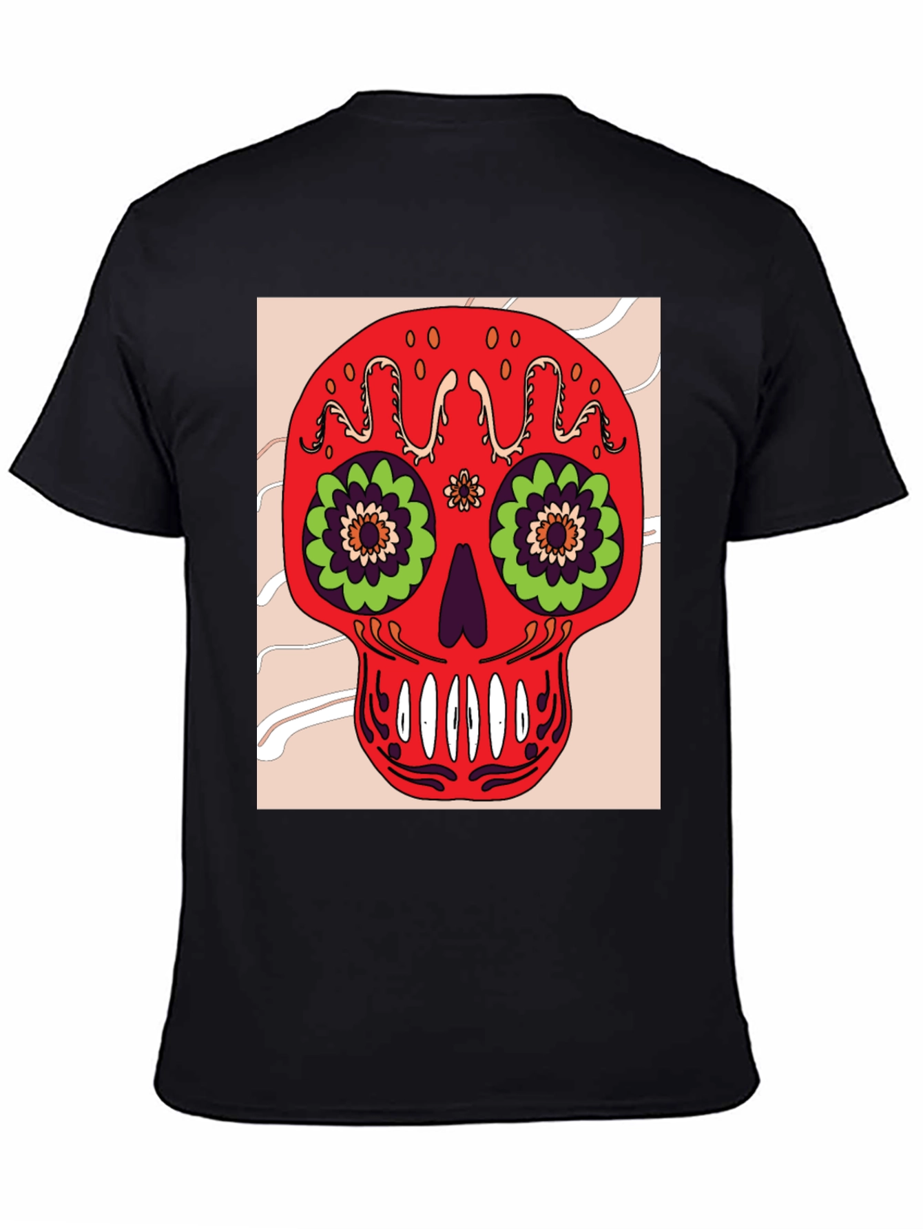 Sugar Skull Graphic Tee - Mens Black Cotton T-Shirt