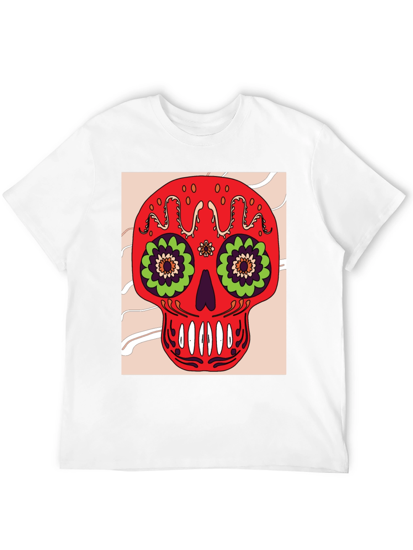 Sugar Skull Graphic Tee - Mens Black Cotton T-Shirt