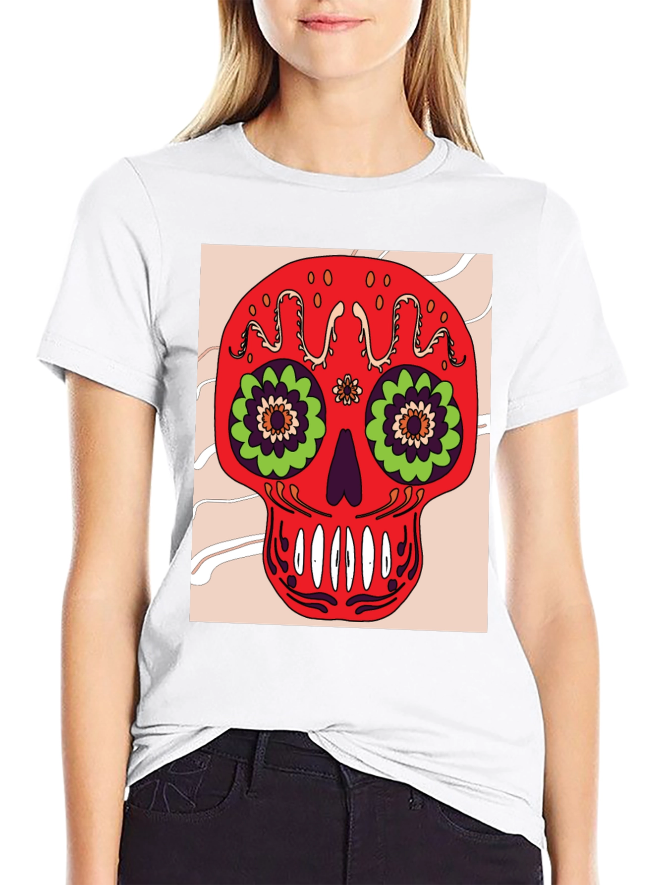 Sugar Skull Graphic Tee - Mens Black Cotton T-Shirt