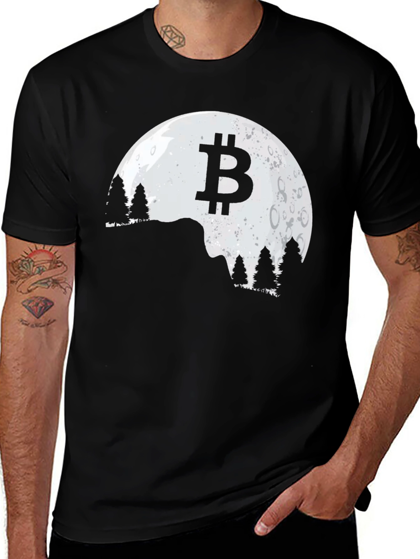 Bitcoin Moon Silhouette Graphic T-Shirt