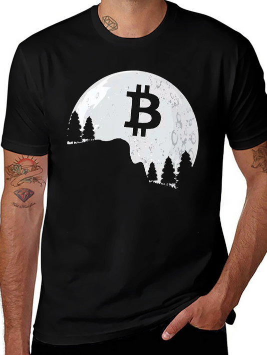 Bitcoin Moon Silhouette Graphic T-Shirt