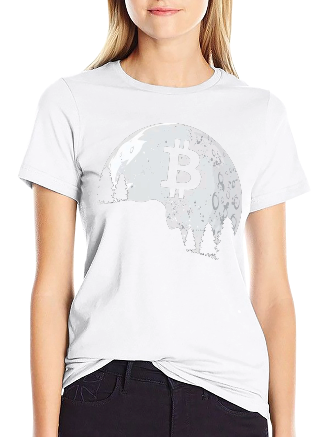 Bitcoin Moon Silhouette Graphic T-Shirt