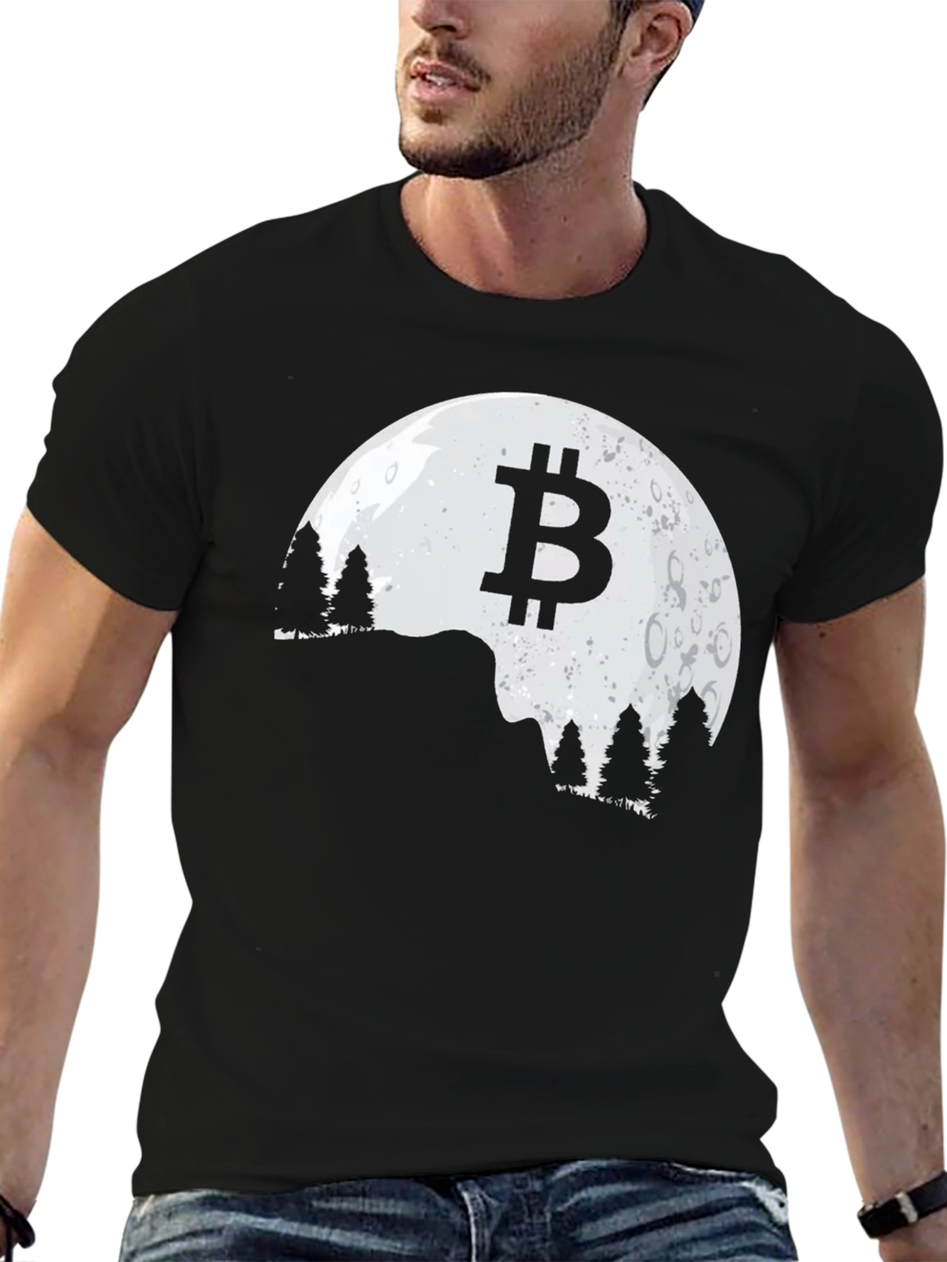 Bitcoin Moon Silhouette Graphic T-Shirt