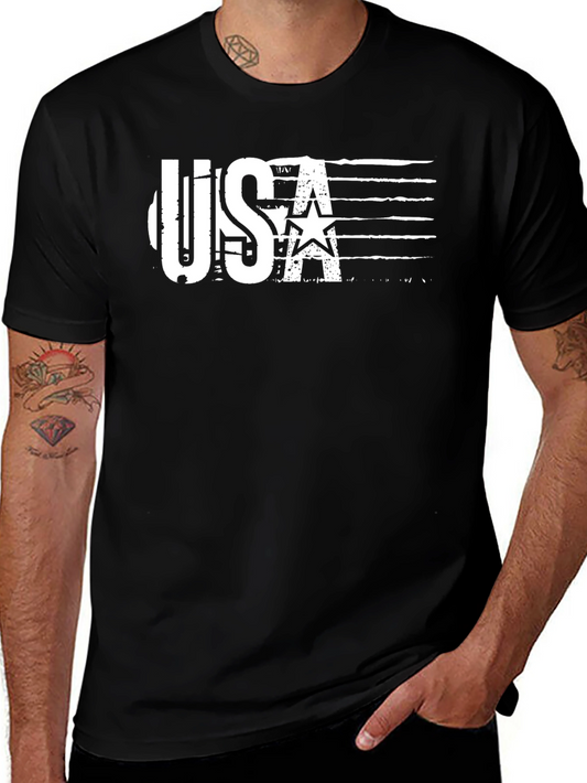 USA Flag Graphic Black T-Shirt