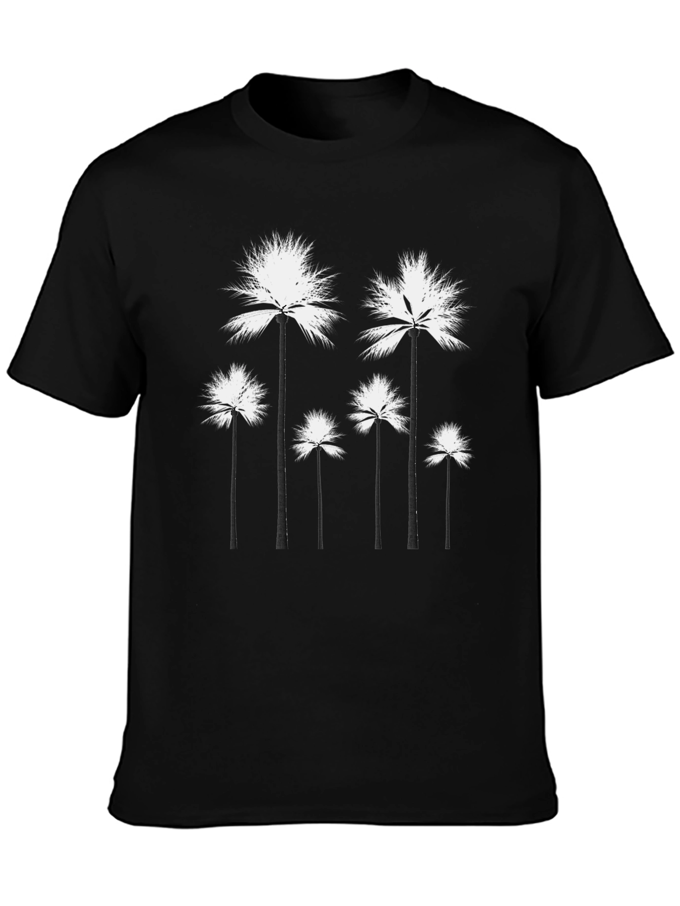 Palm Tree Graphic Tee - Black Cotton T-Shirt