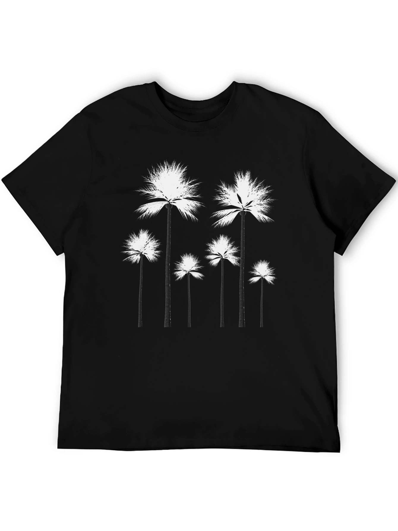 Palm Tree Graphic Tee - Black Cotton T-Shirt