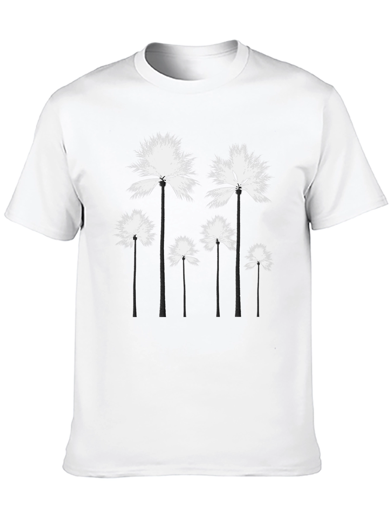 Palm Tree Graphic Tee - Black Cotton T-Shirt