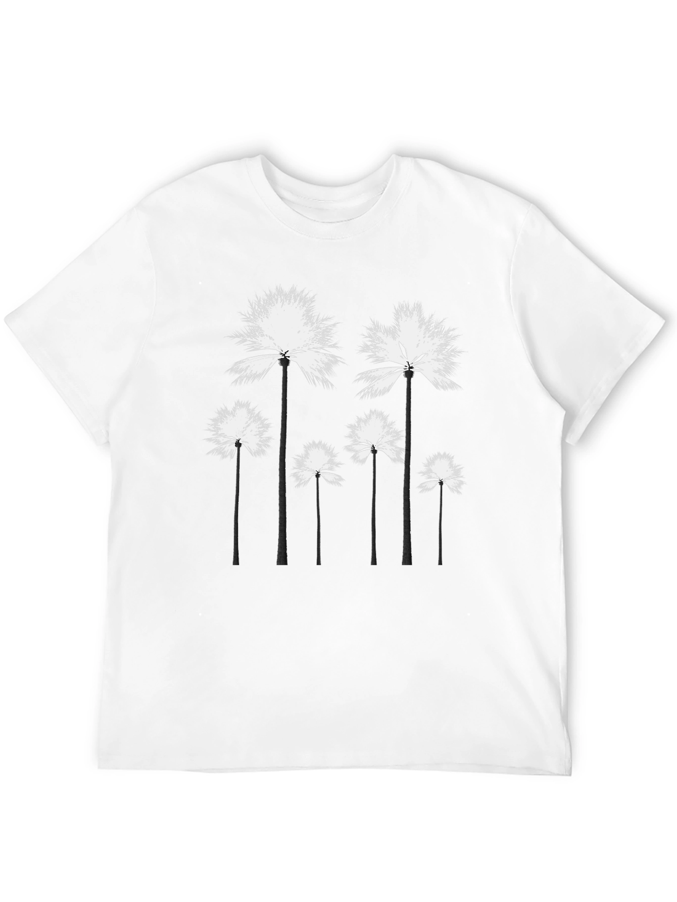 Palm Tree Graphic Tee - Black Cotton T-Shirt