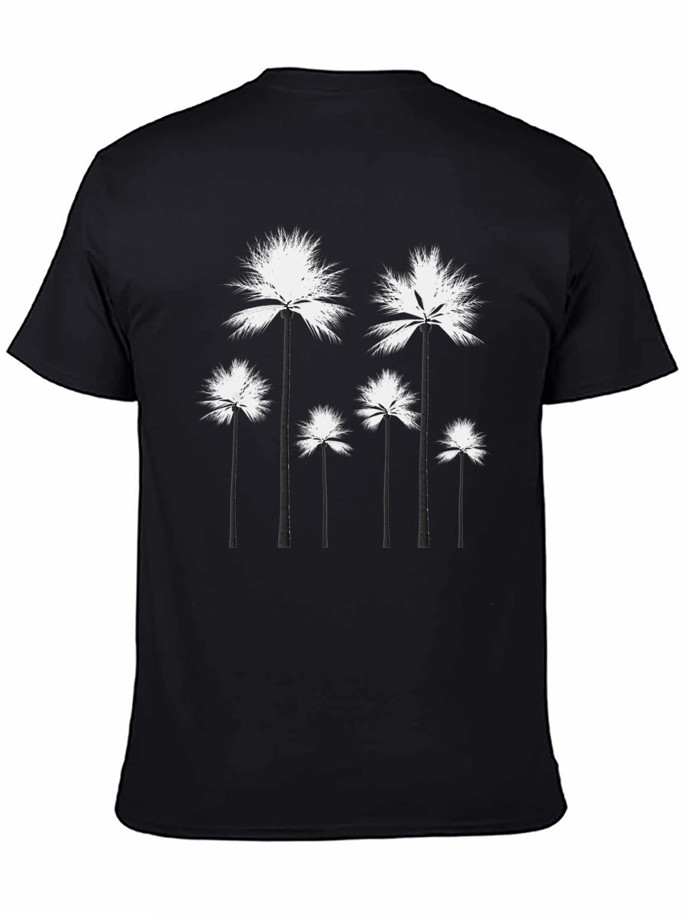 Palm Tree Graphic Tee - Black Cotton T-Shirt