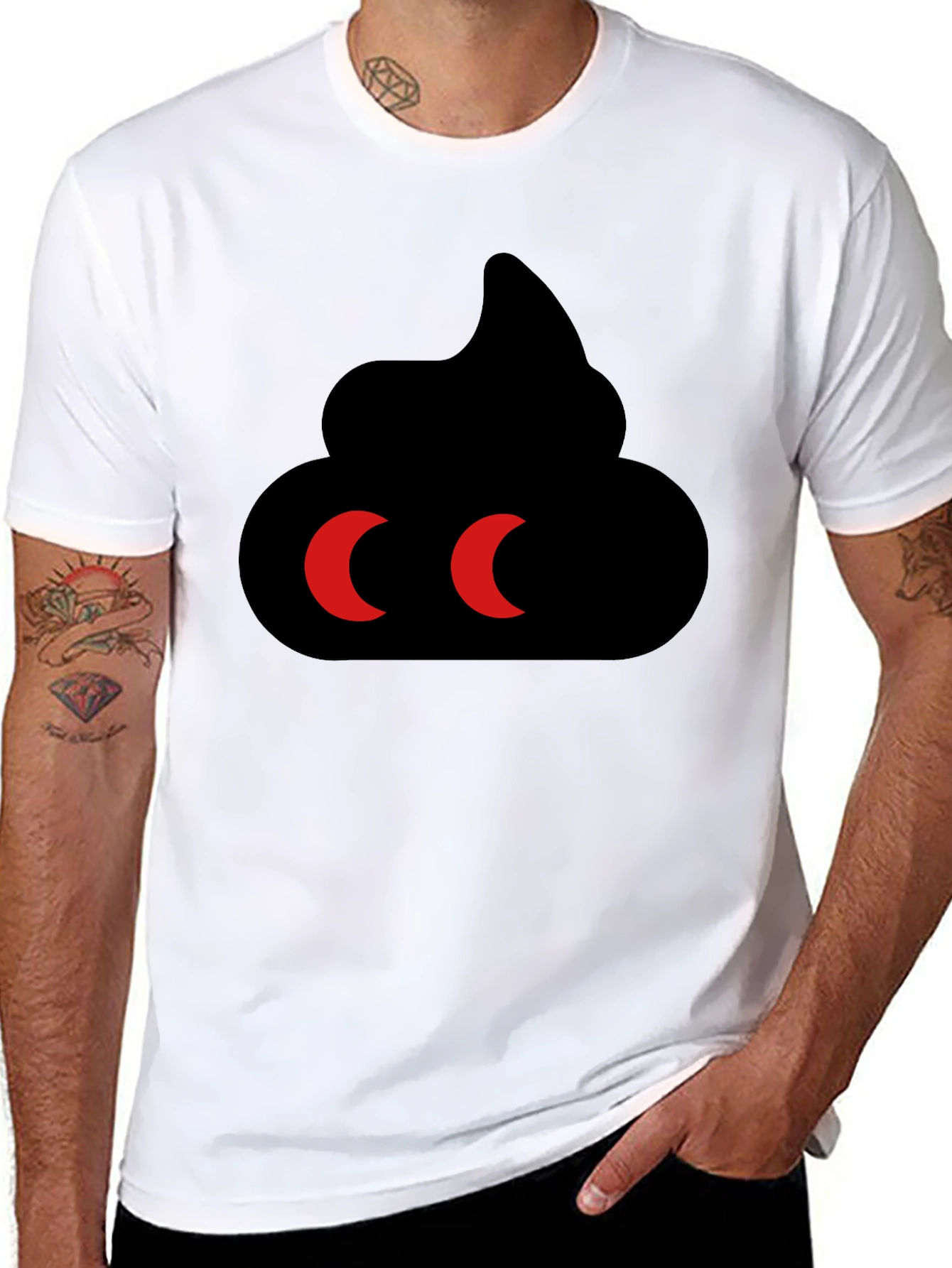 Funny Poop Emoji Graphic Tee - Black