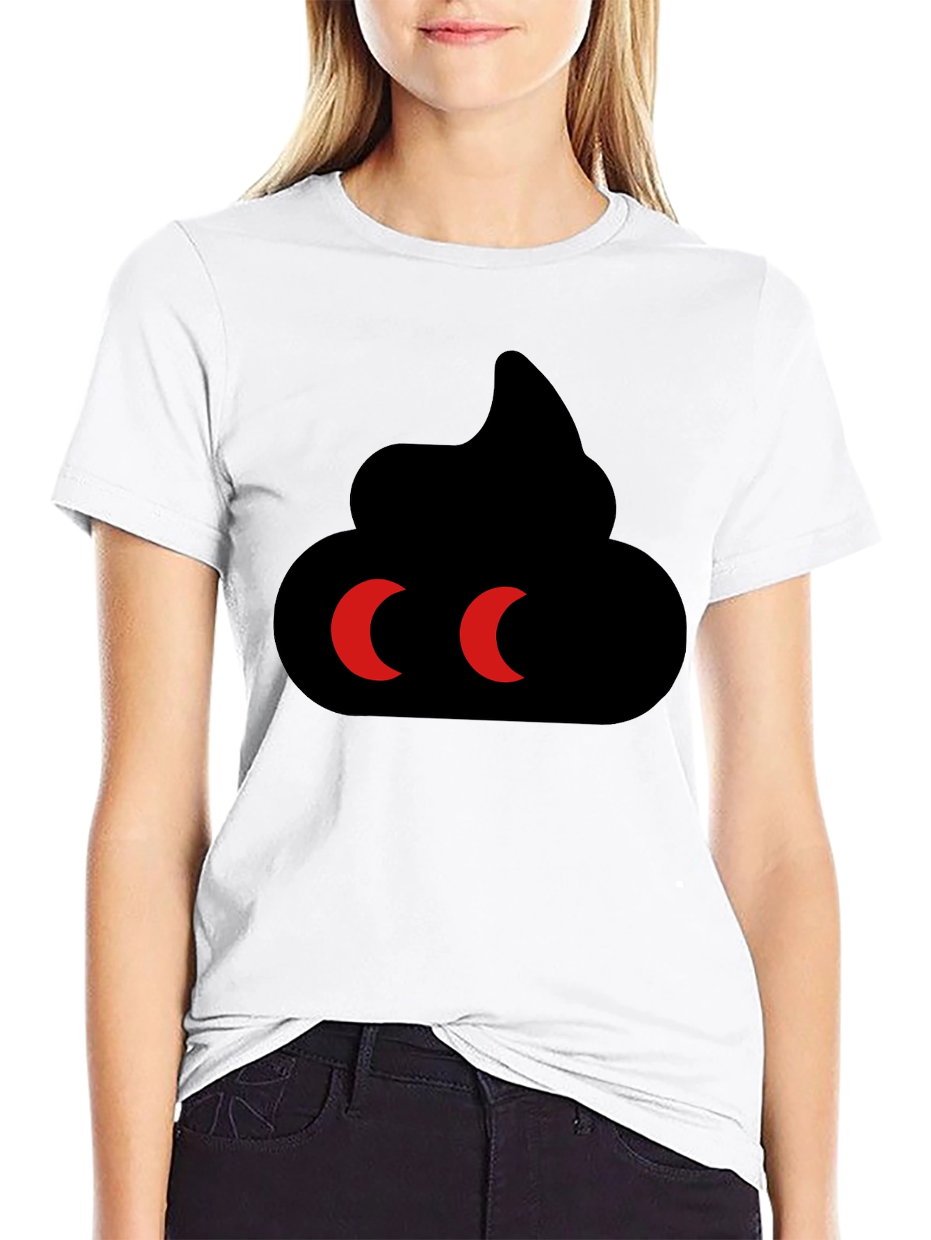 Funny Poop Emoji Graphic Tee - Black