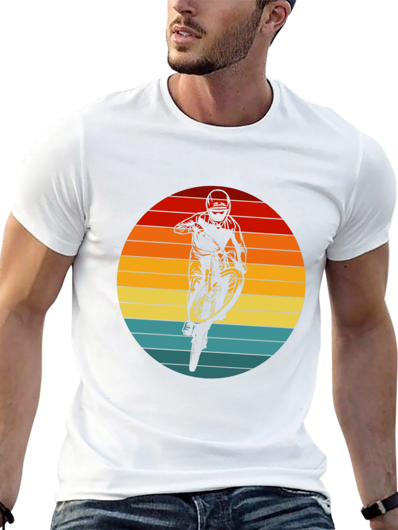 Sunset Mountain Bike Rider Graphic Tee - Black