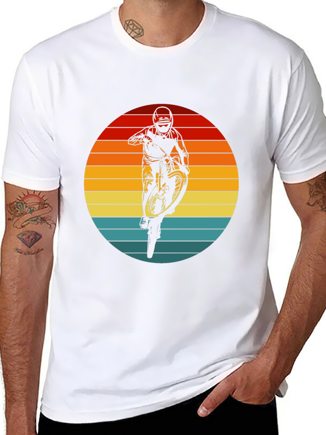Sunset Mountain Bike Rider Graphic Tee - Black