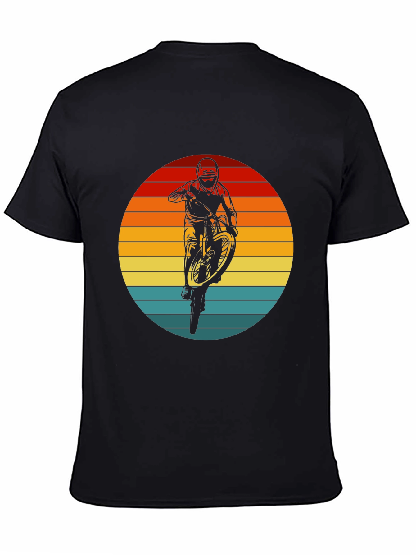 Sunset Mountain Bike Rider Graphic Tee - Black