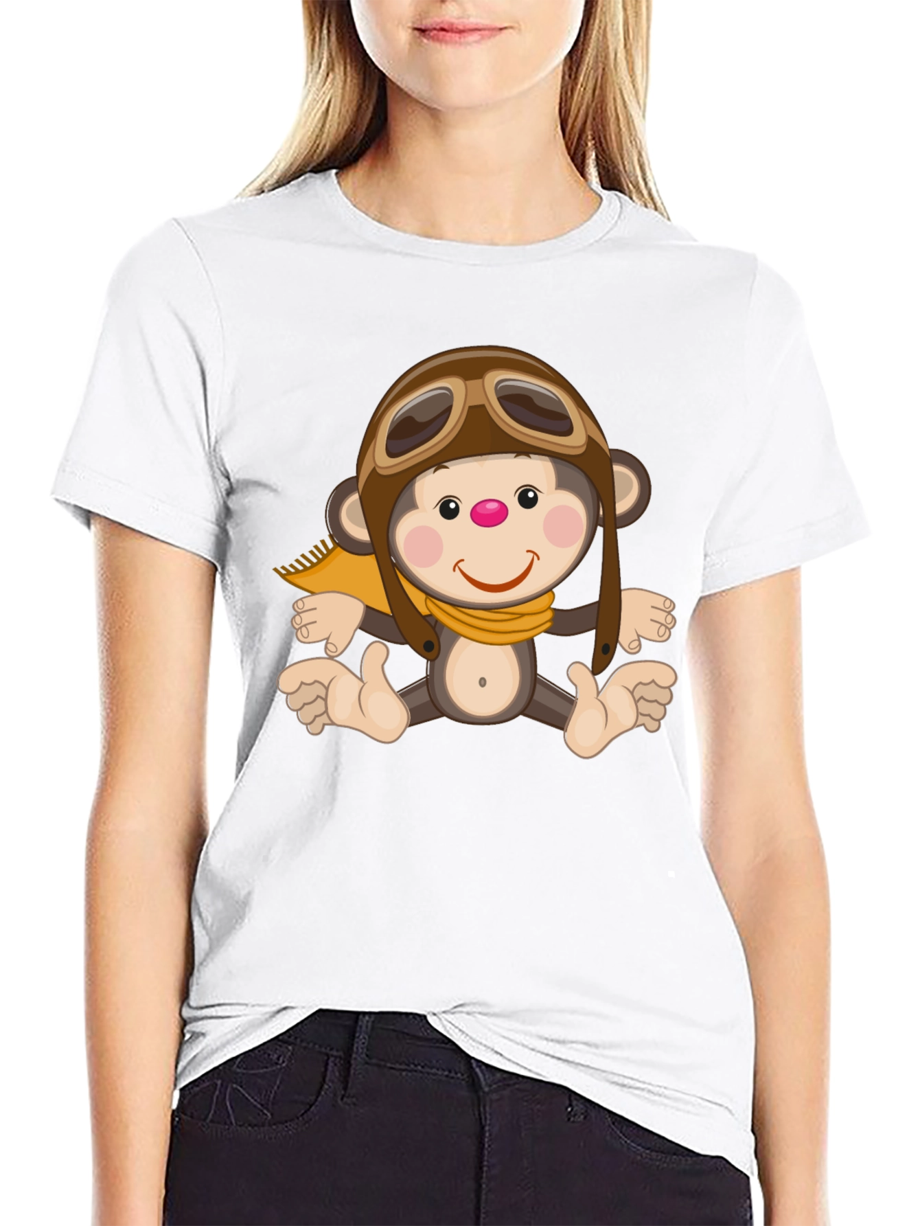 Monkey Pilot Graphic T-Shirt Novelty Print Tee
