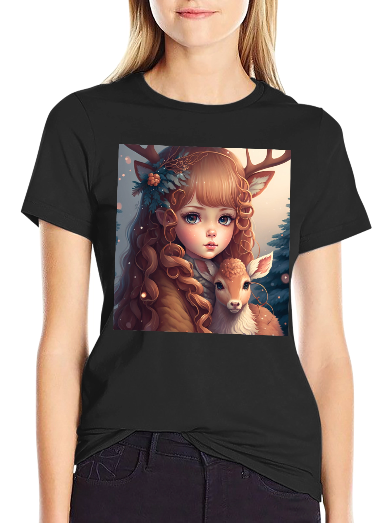 Deer Girl Graphic Tee - Whimsical Comfort