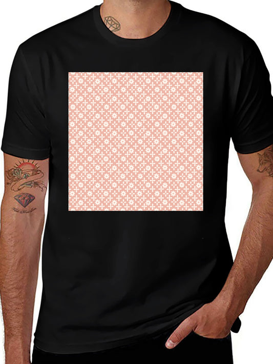 Stylish Black Tee with Peach Floral Pattern