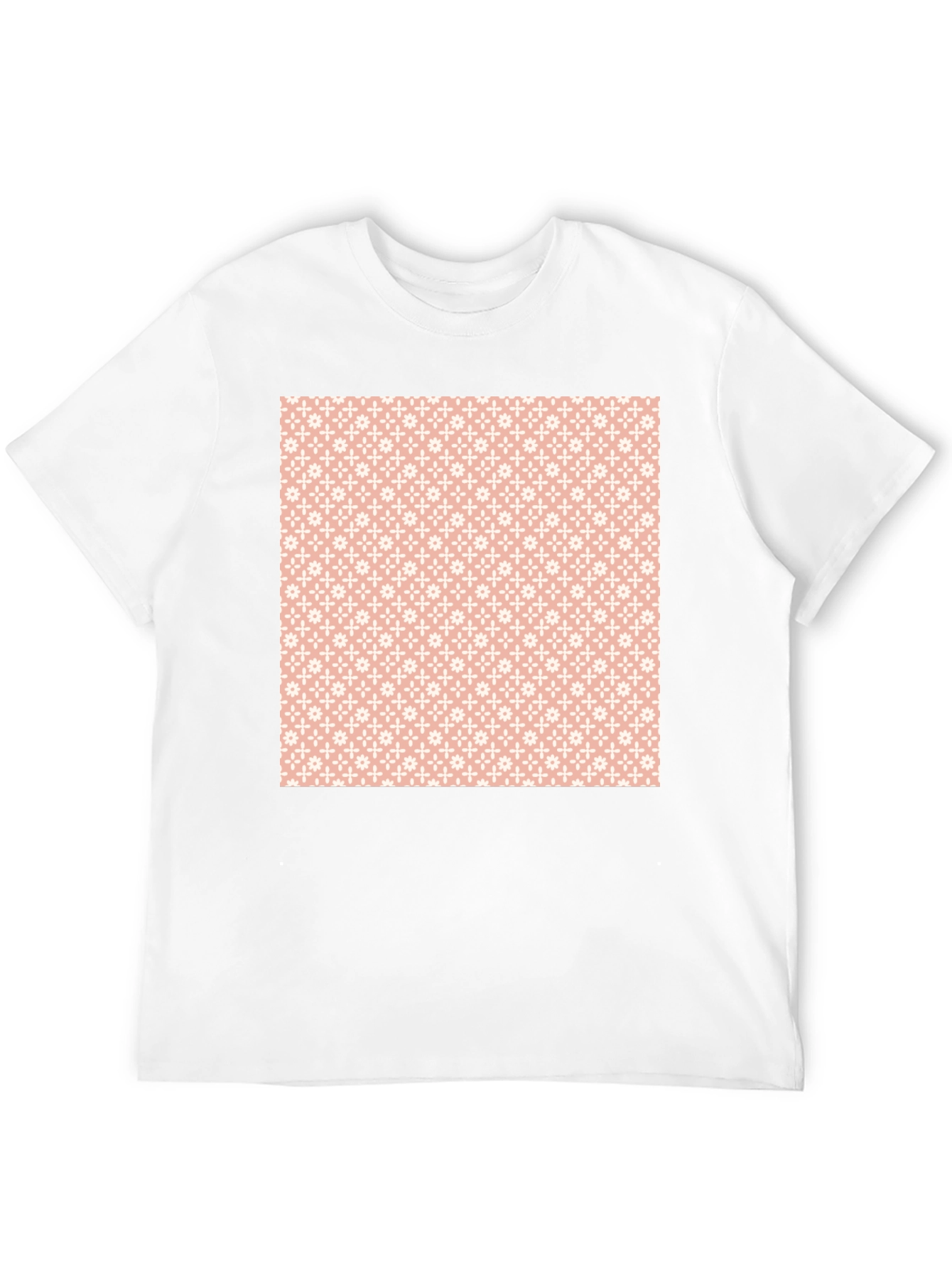 Stylish Black Tee with Peach Floral Pattern