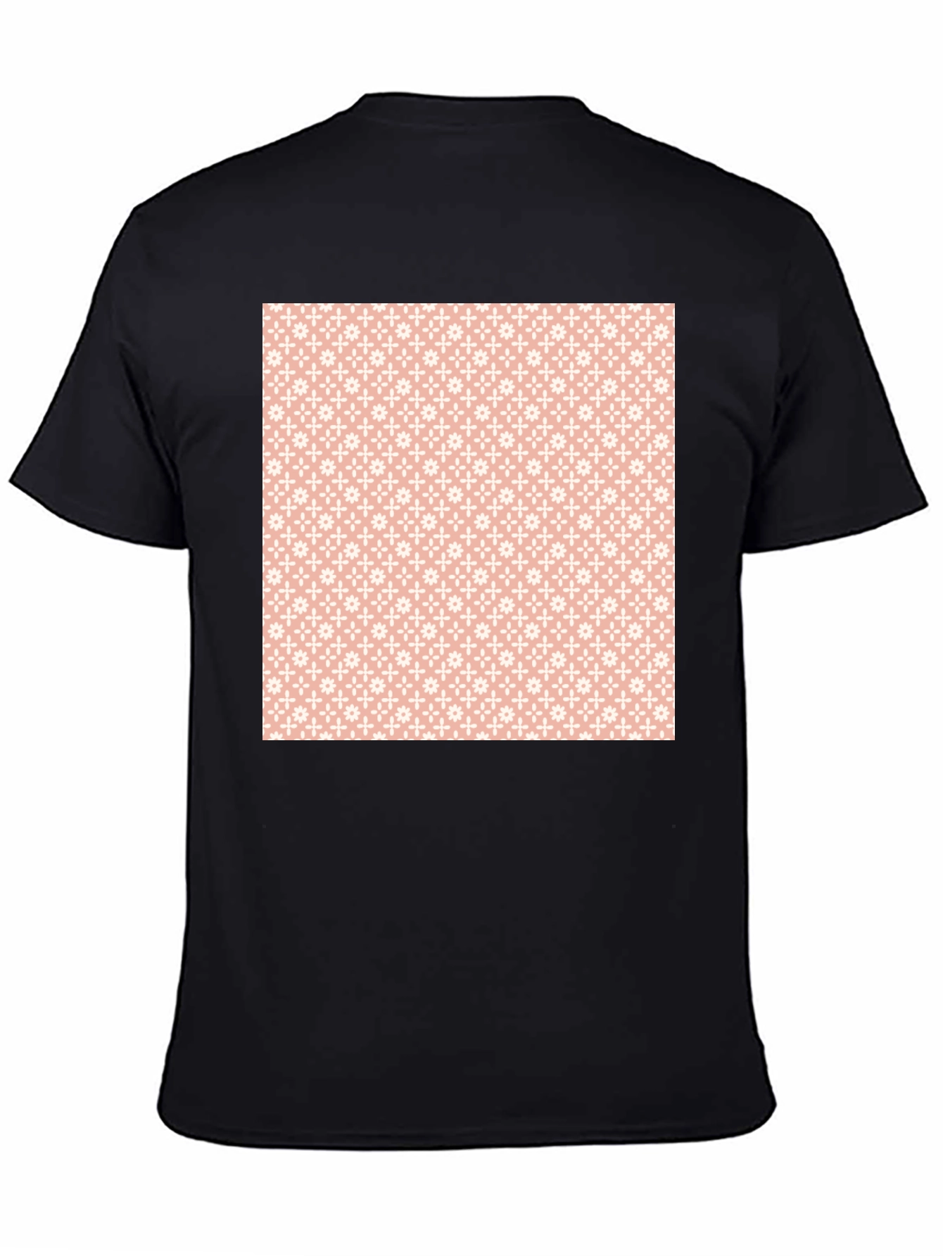 Stylish Black Tee with Peach Floral Pattern