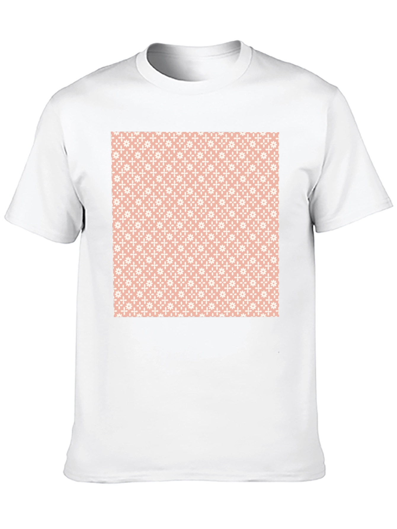 Stylish Black Tee with Peach Floral Pattern