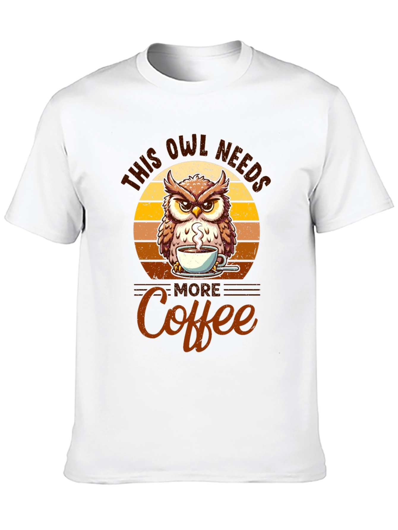 Owl Needs More Coffee Black T-Shirt