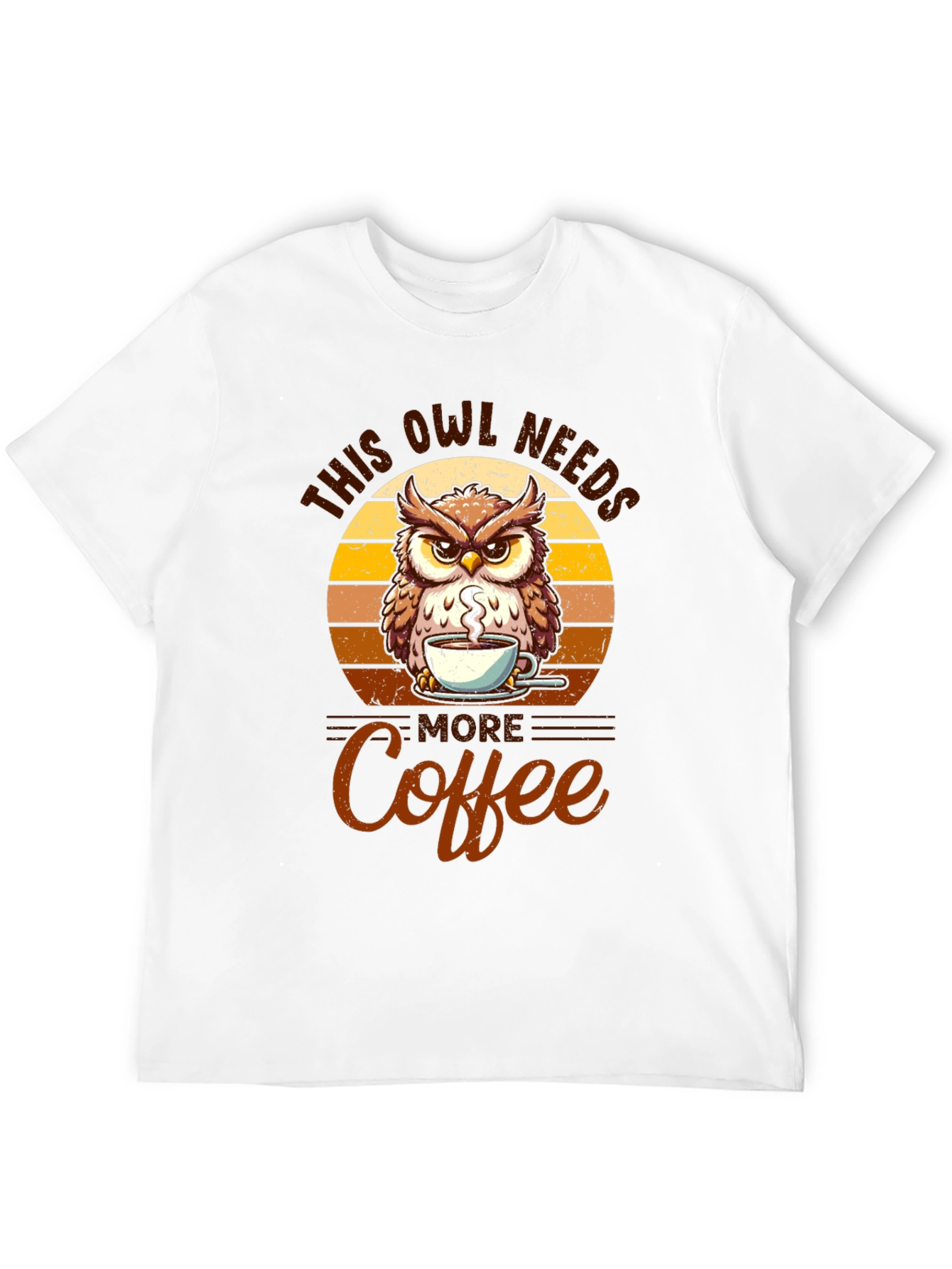Owl Needs More Coffee Black T-Shirt