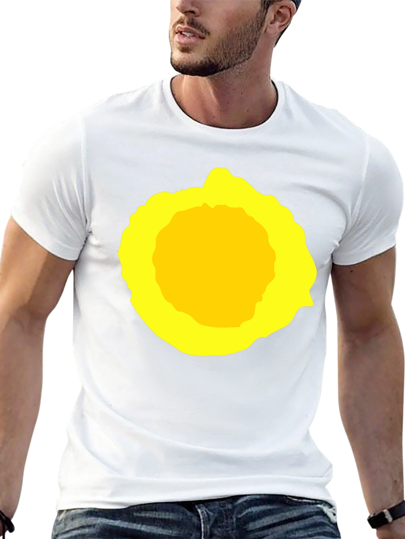 Abstract Yellow Circle Graphic T-Shirt