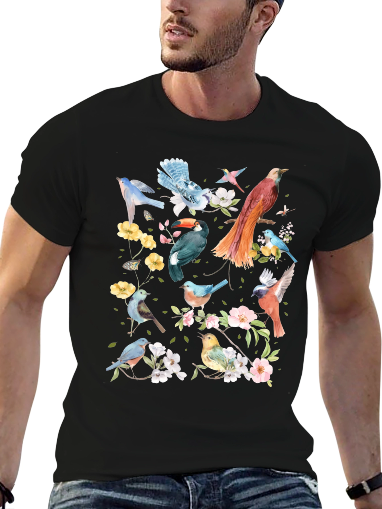 Floral Birds Graphic T-Shirt