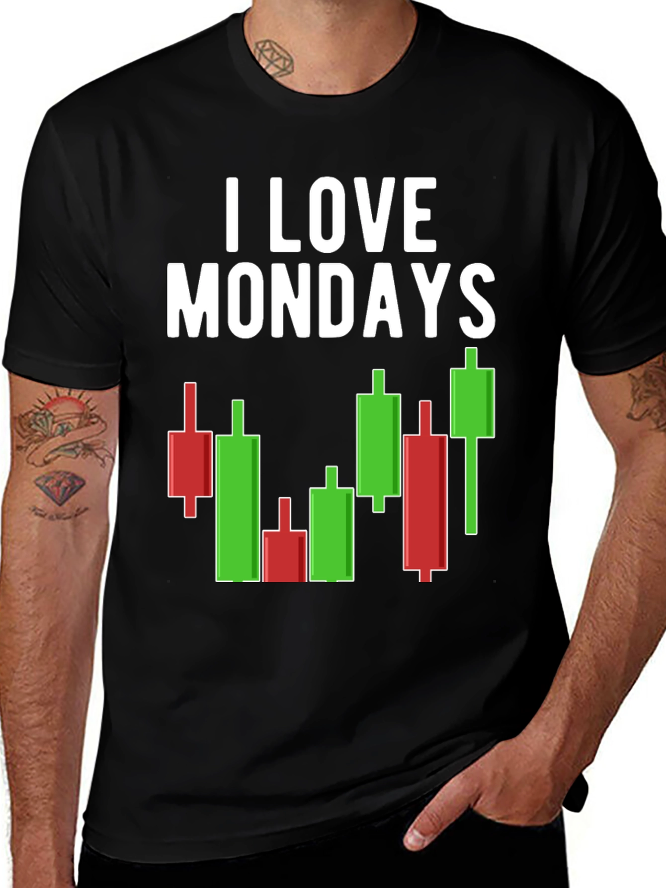 I Love Mondays Stock Market Candlestick T-Shirt