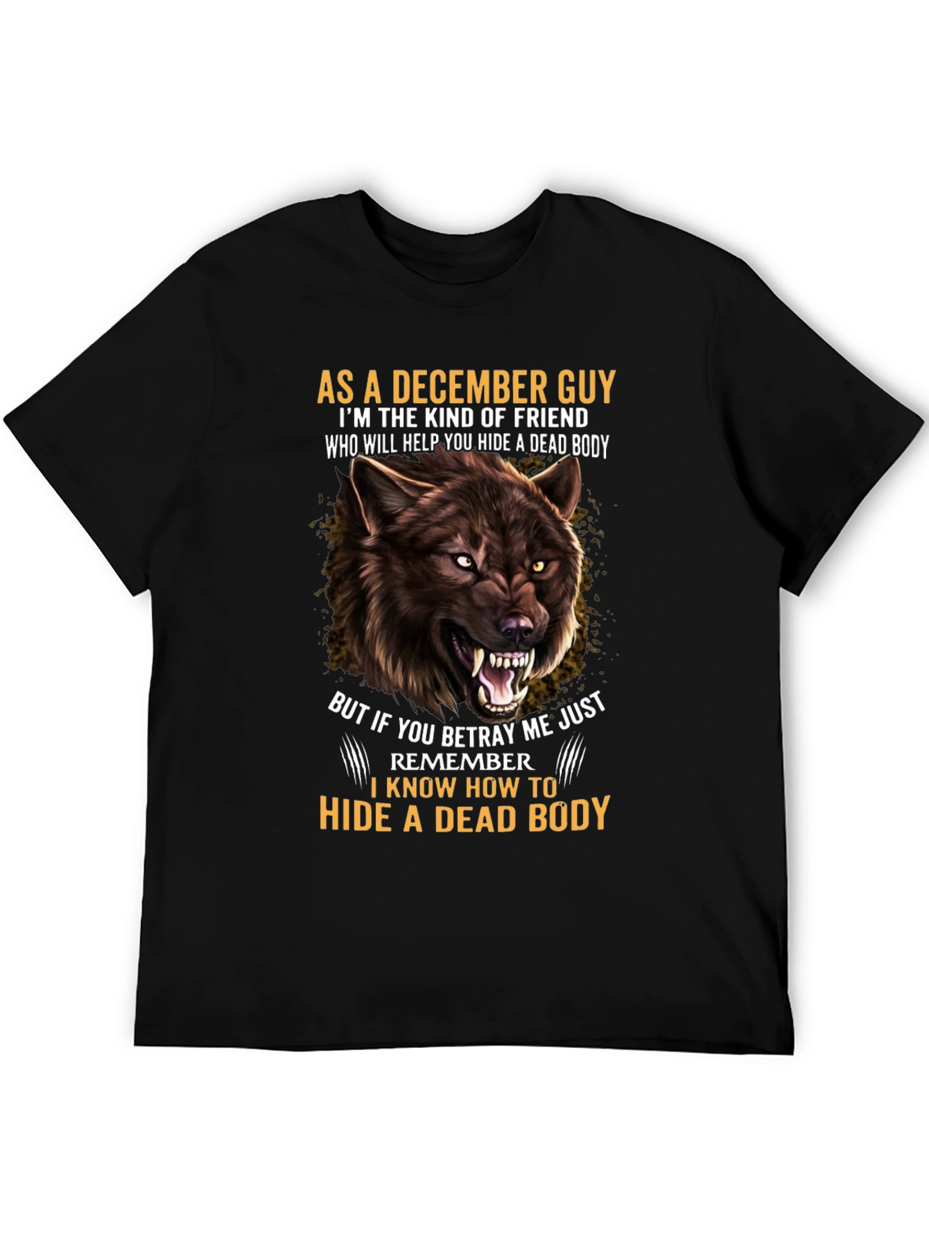 December Guy T-Shirt: Wolf Graphic Novelty Tee