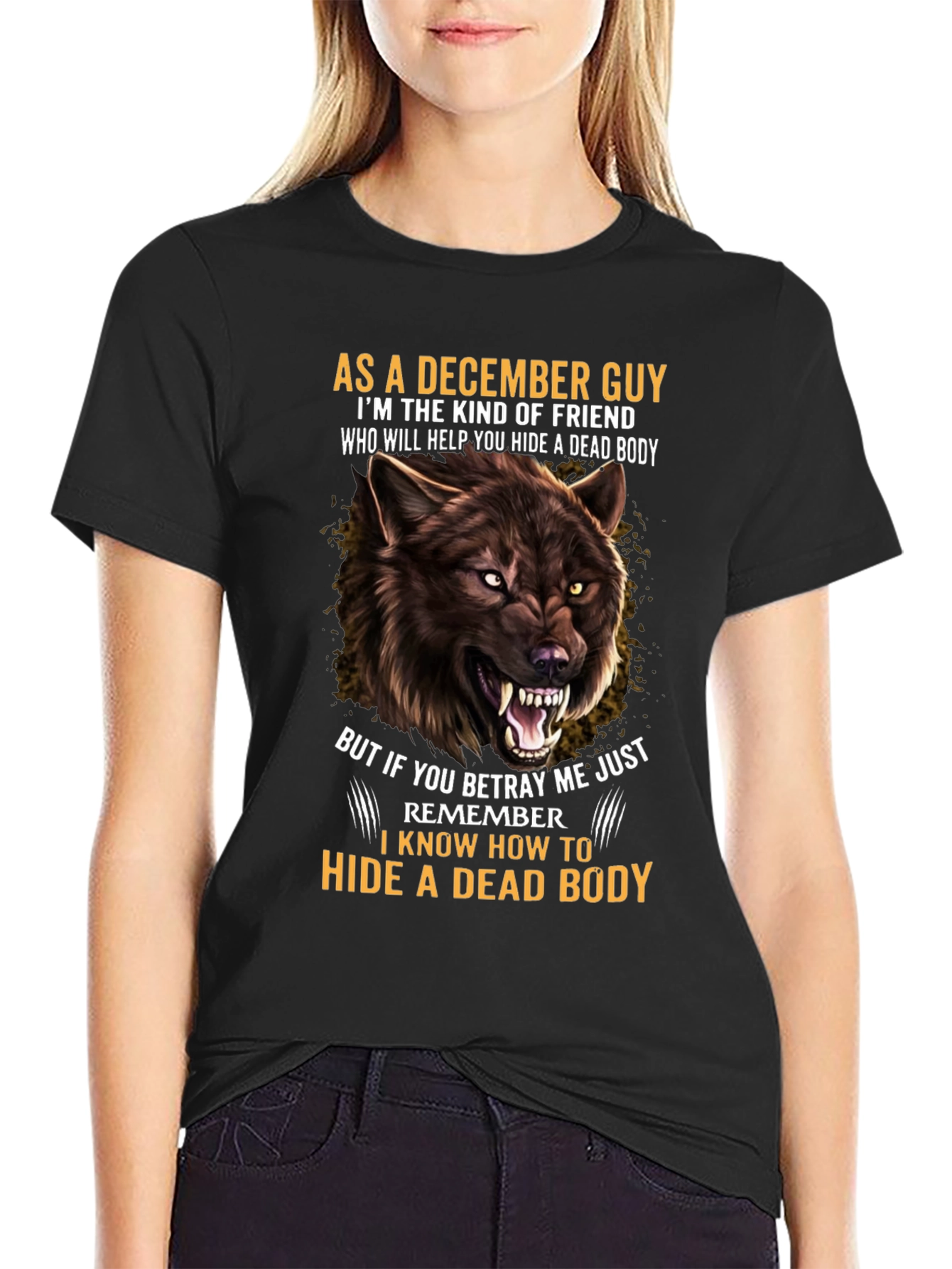December Guy T-Shirt: Wolf Graphic Novelty Tee