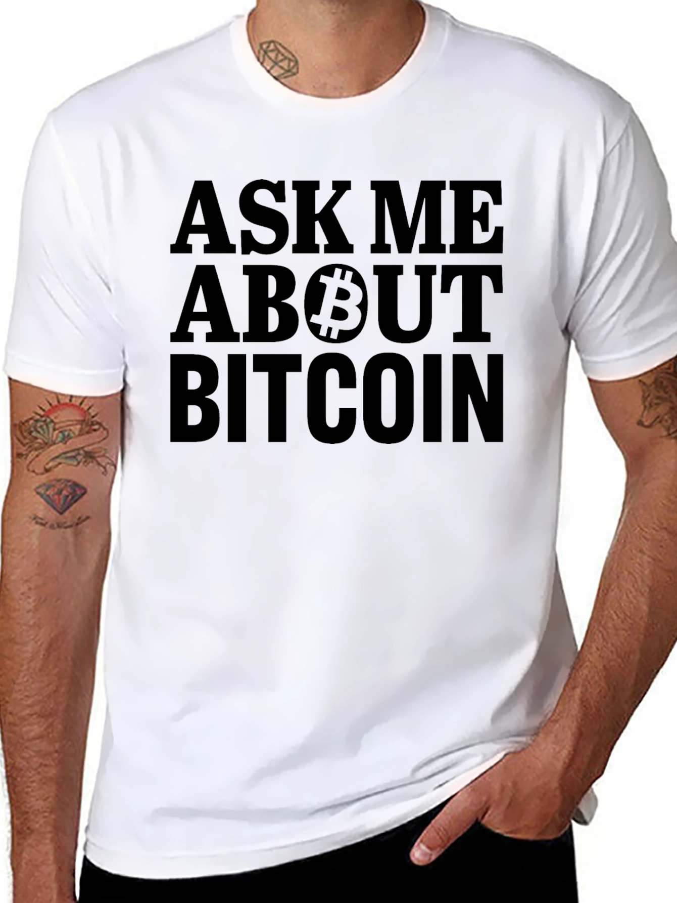 Ask Me About Bitcoin T-Shirt - Crypto Fan Apparel