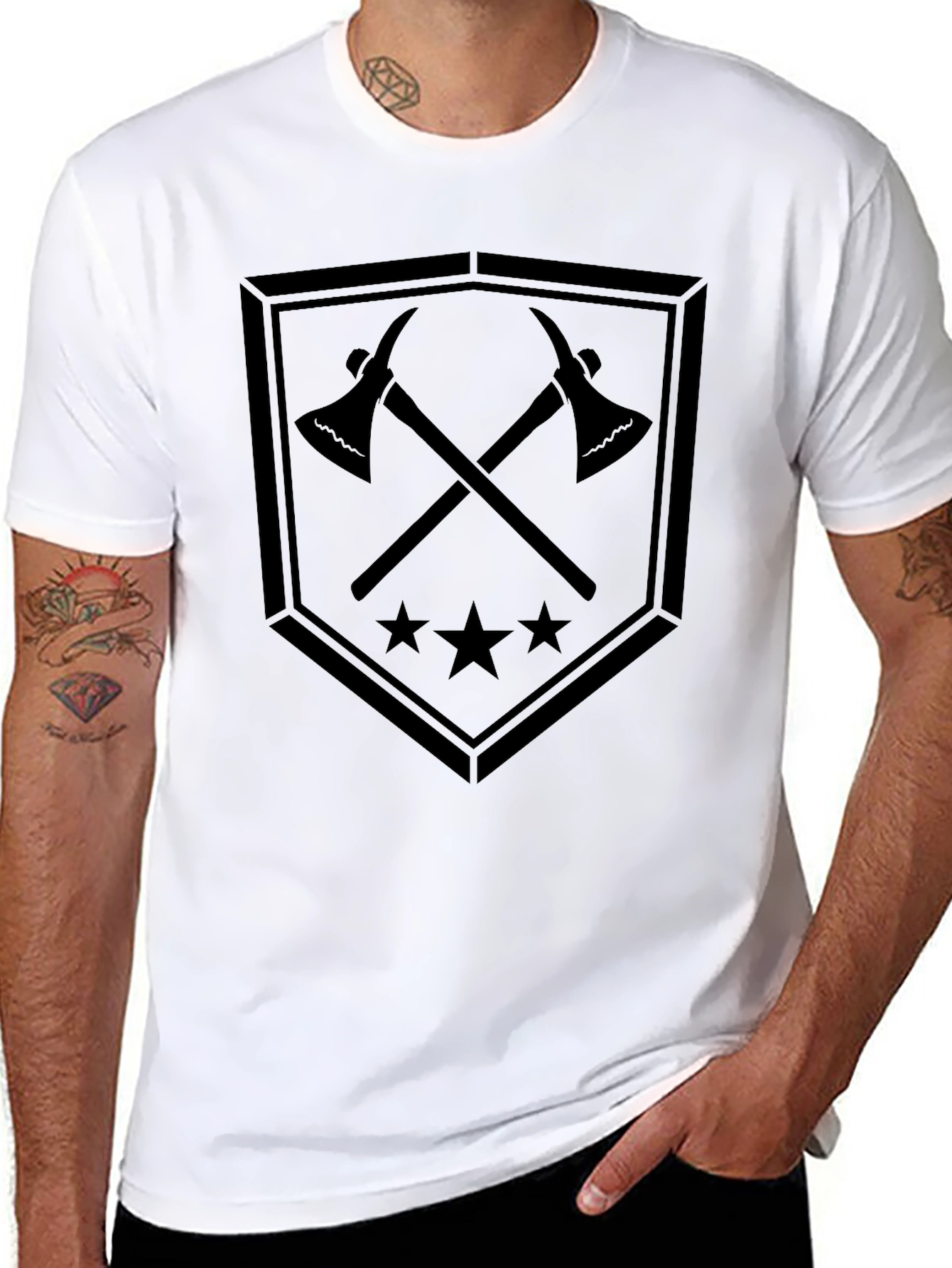 Axe & Stars Shield Graphic Tee - Black